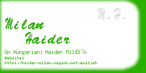 milan haider business card